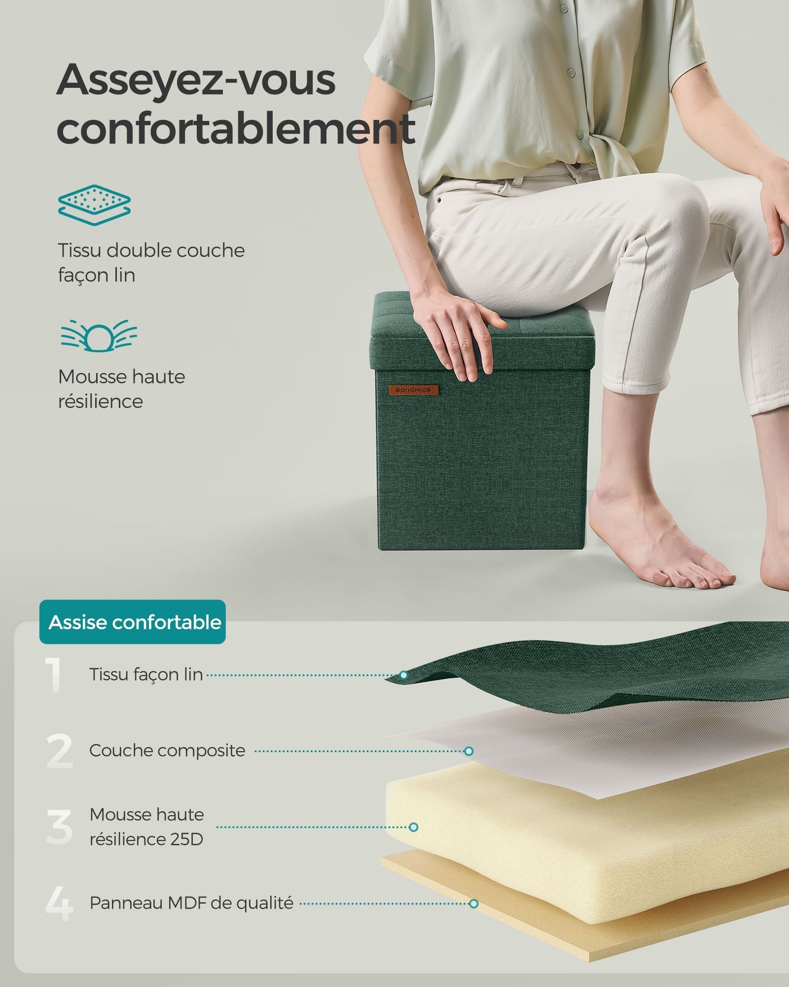 Panca contenitore poggiapiedi pouf seduta da interno per soggiorno camera da letto ingresso verde 12_0004128