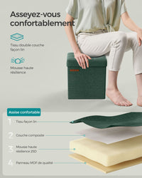 Panca contenitore poggiapiedi pouf seduta da interno per soggiorno camera da letto ingresso verde 12_0004128