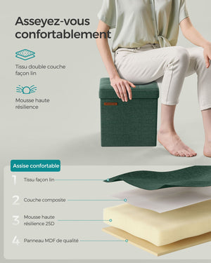 Panca contenitore poggiapiedi pouf seduta da interno per soggiorno camera da letto ingresso verde 12_0004128