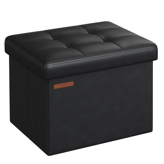 Piccolo sgabello/poggiapiedi/pouf pieghevole in similpelle 31 x 41 x 31 cm capacità di carico 130 kg per soggiorno camera da letto dormitorio nero 12_0006916