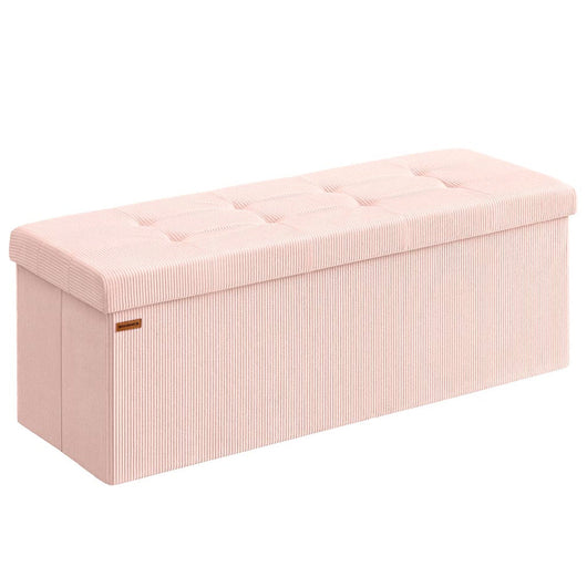 Pouf contenitore pieghevole 38 x 76 x 38 cm poggiapiedi fondo letto contenitore carico fino a 300 kg per soggiorno camera da letto ingresso rosa 12_0004169