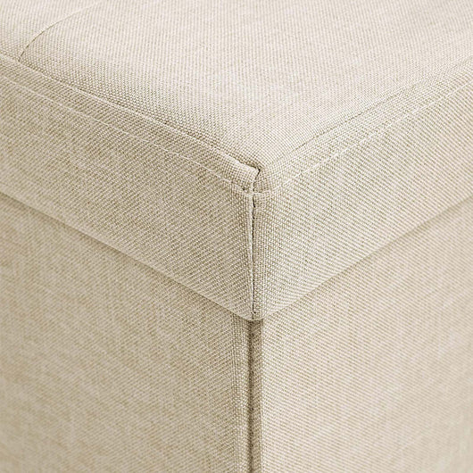Panca contenitore 110 x 38 x 38 cm grande pouf pieghevole per 3 persone tessuto di lino beige 12_0004123