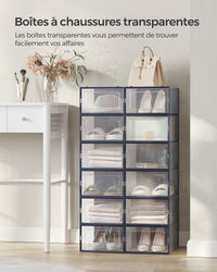 Scatole per scarpe set da 18 contenitore pieghevole per scarpe fino alla misura 44 trasparente e blu 12_0004438