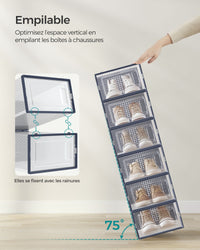 Scatole per scarpe set da 18 contenitore pieghevole per scarpe fino alla misura 44 trasparente e blu 12_0004438