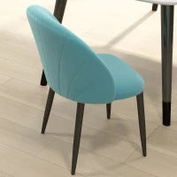 Set 2 Sedie da Salotto e Sala da Pranzo Imbottite, in Metallo e Tessuto Effetto Velluto Verde Chiaro, 52x54x79 cm