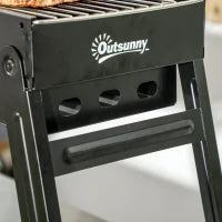 Barbecue a Carbonella Portatile con Gambe Pieghevoli e Vassoio Estraibile, 74x20x38cm, Nero