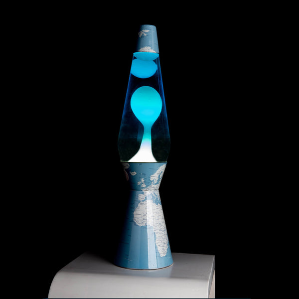 Lampada lava bullet Mundo liquido blu e lava bianca