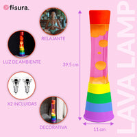 Lampada lava rainbow lava liquida rosa e arancione