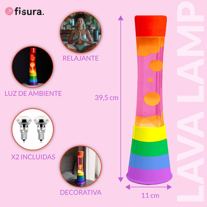 Lampada lava rainbow lava liquida rosa e arancione