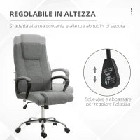 Sedia da Ufficio Presidenziale Ergonomica Basculante e Imbottita con Altezza e Inclinazione Regolabile, 62 x 76 x 110-119cm