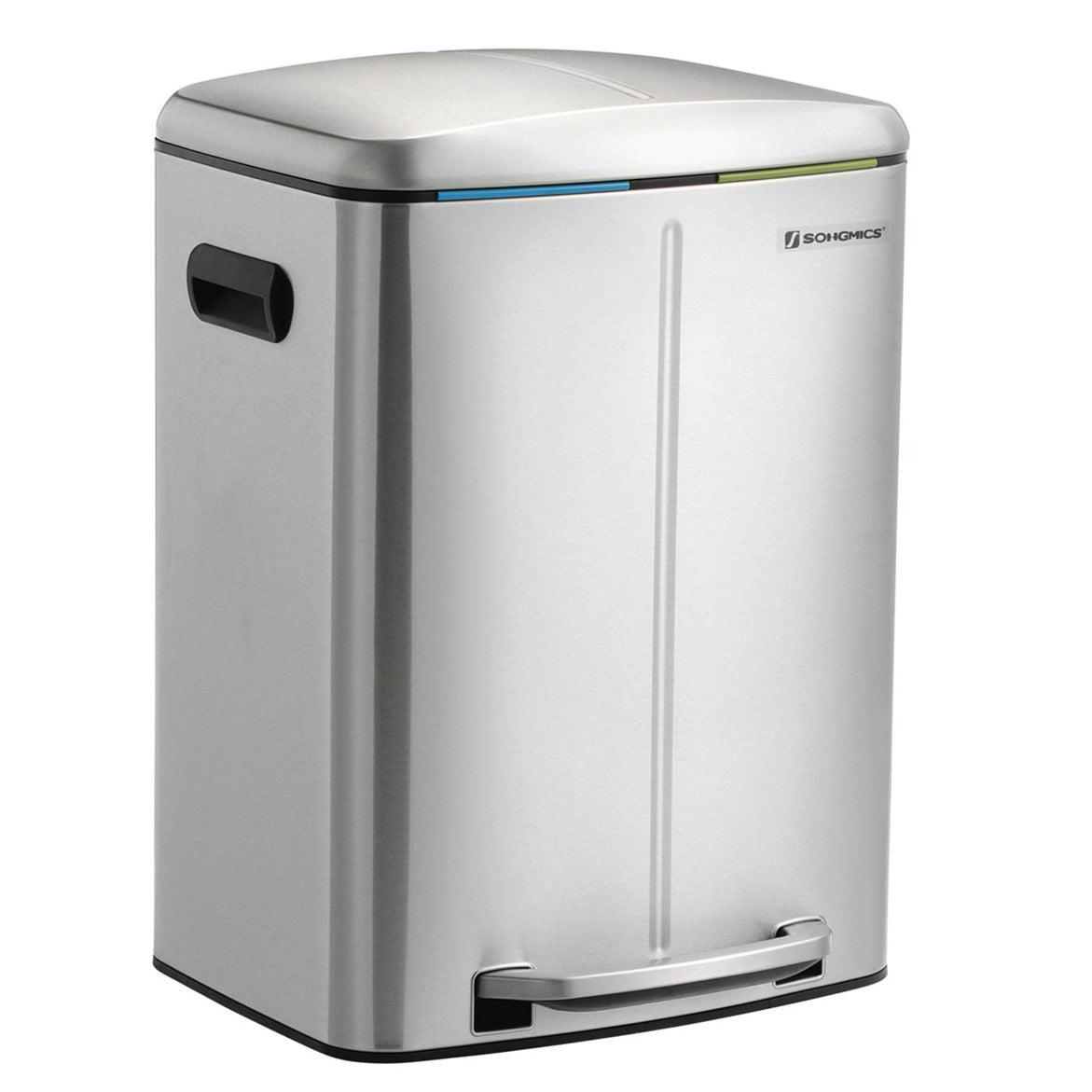 Pattumiera 2 secchi pattumiera cucina 2 x 20 litri pattumiera doppio secchio interno in plastica coperchio incernierato maniglia ermetica chiusura ammortizzata argento 12_0003614