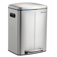 Pattumiera 2 secchi pattumiera cucina 2 x 20 litri pattumiera doppio secchio interno in plastica coperchio incernierato maniglia ermetica chiusura ammortizzata argento 12_0003614