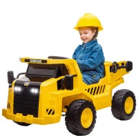 Camion Giocattolo Licenza Caterpillar con Telecomando, Fari, Secchio e Pala, 110x70.5x61.5 cm, Giallo