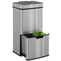 Pattumiera 72L a 3 Scomparti con Sensore Infrarossi e Apertura Automatica, in Acciaio e ABS, 42x30x81 cm