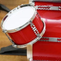Set Batteria per Bambini da 5 Pezzi con Grancassa con Pedale, Tamburi, Piatto e Sgabello, Età 3-6 Anni, Rosso