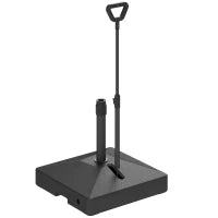 Base per Ombrellone in HDPE con Maniglia e Ruote e Riempibile con Acqua o Sabbia, 60x60x100 cm, Nero