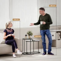 Set 2 Tavolini da Salotto Impilabili con Telaio in Metallo per Soggiorno e Ufficio, Grigio e Bianco