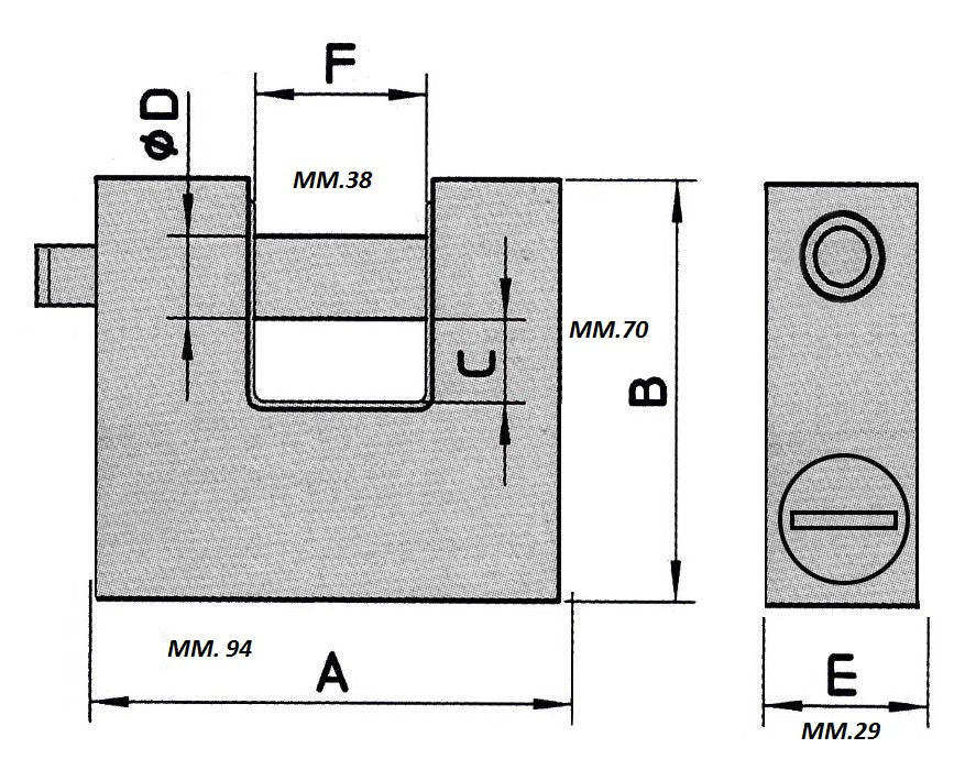 LUCCHETTI MONOBLOCCO WALLY CORAZZATO C/PUNZONATA 94MM  5 CHIAVI
