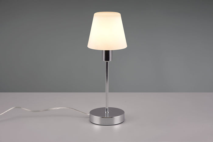 LUIS II LAMPADA VETRO BIANCO MONTATURA CROMO H.32CM 1 LUCE ATTACCO E14
