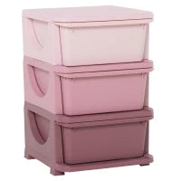 Cassettiera in Plastica Colorata per Cameretta con 3 Cassetti, Arredamento Casa e Asilo 37x37x56.5cm Rosa