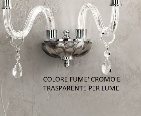 LUME/P LIVIA LUME 1 LUCE FUME'- TRASPARENTE E CROMO ATTACCO E14 PARALUME L.20CM