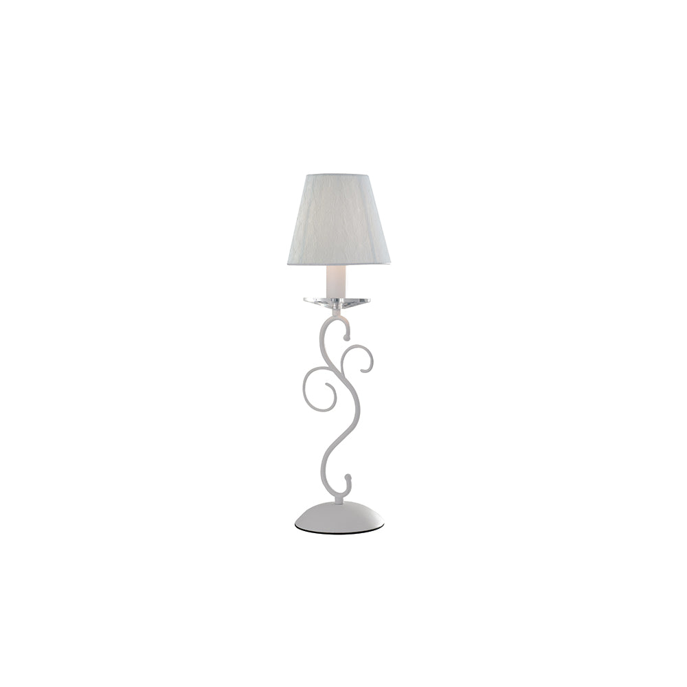 LUME PERLA BIANCO 1 LUCE ATTACCO E14 15X40CM METALLO VETRO-CRISTALLO E PARALUMI IN TESSUTO