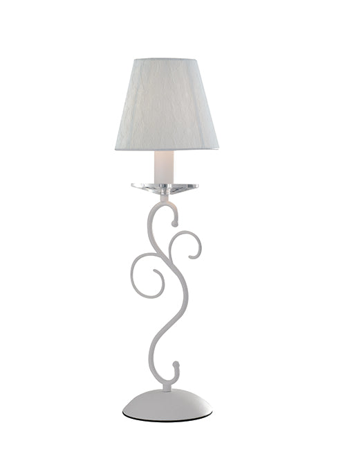 LUME PERLA BIANCO 1 LUCE ATTACCO E14 15X40CM METALLO VETRO-CRISTALLO E PARALUMI IN TESSUTO