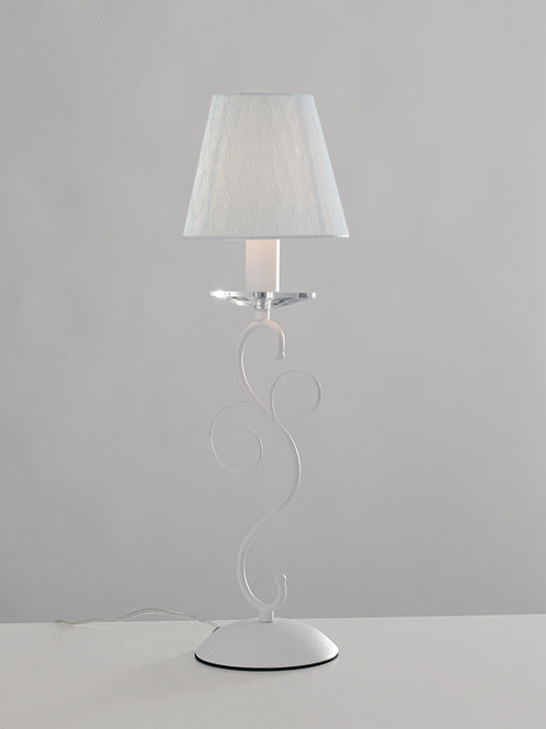 LUME PERLA BIANCO 1 LUCE ATTACCO E14 15X40CM METALLO VETRO-CRISTALLO E PARALUMI IN TESSUTO