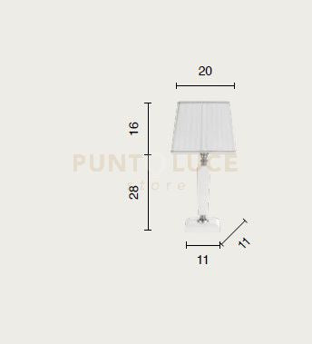 LUME PICCOLO CHERUBINI CRISTALLO E CROMO CON PARALUME BIANCO L.20CM 1 LUCE ATTACCO E14