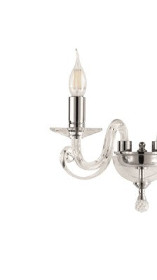 LUME PICCOLO CHERUBINI CRISTALLO E CROMO CON PARALUME BIANCO L.20CM 1 LUCE ATTACCO E14