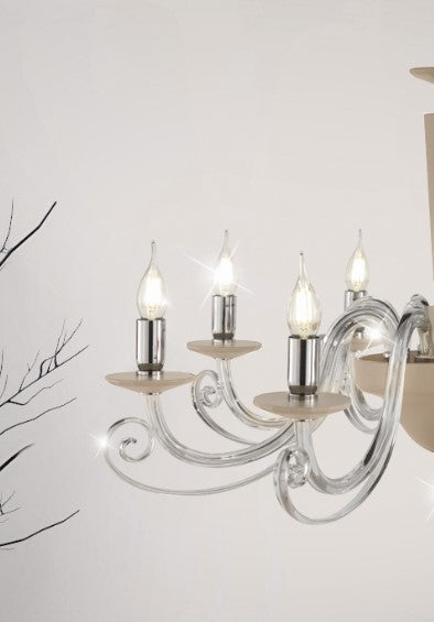 LUME PICCOLO CHERUBINI TORTORA E CROMO CON PARALUME TORTORA L.20CM 1 LUCE ATTACCO E14