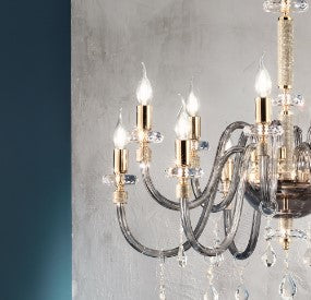 LUME PICCOLO DIDO  1 LUCE FUME' E ORO ATTACCO E14 D.25CM