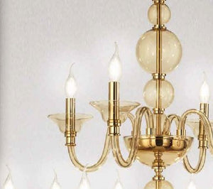 LUME PICCOLO TEBE AMBRA E ORO 1 LUCE ATTACCO E14 D.25CM