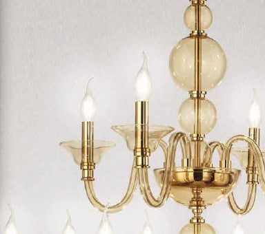 LUME PICCOLO TEBE AMBRA E ORO 1 LUCE ATTACCO E14 D.25CM