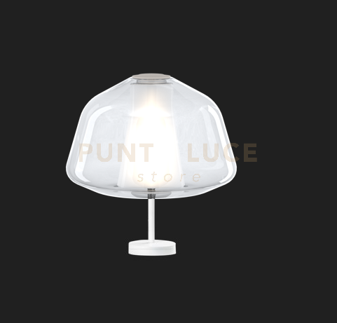 LUMETTO BIANCO VETRO ALPHA TRASPARENTE 1176BI-P ALPHA-TR