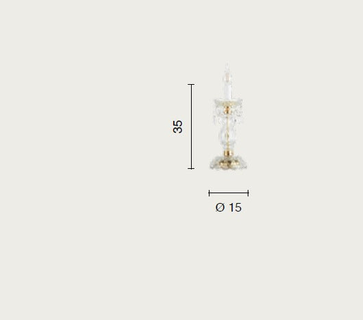 LUMETTO OPERA 1 LUCE CRISTALLO E FUME' ATTACCO E14 H.35CM