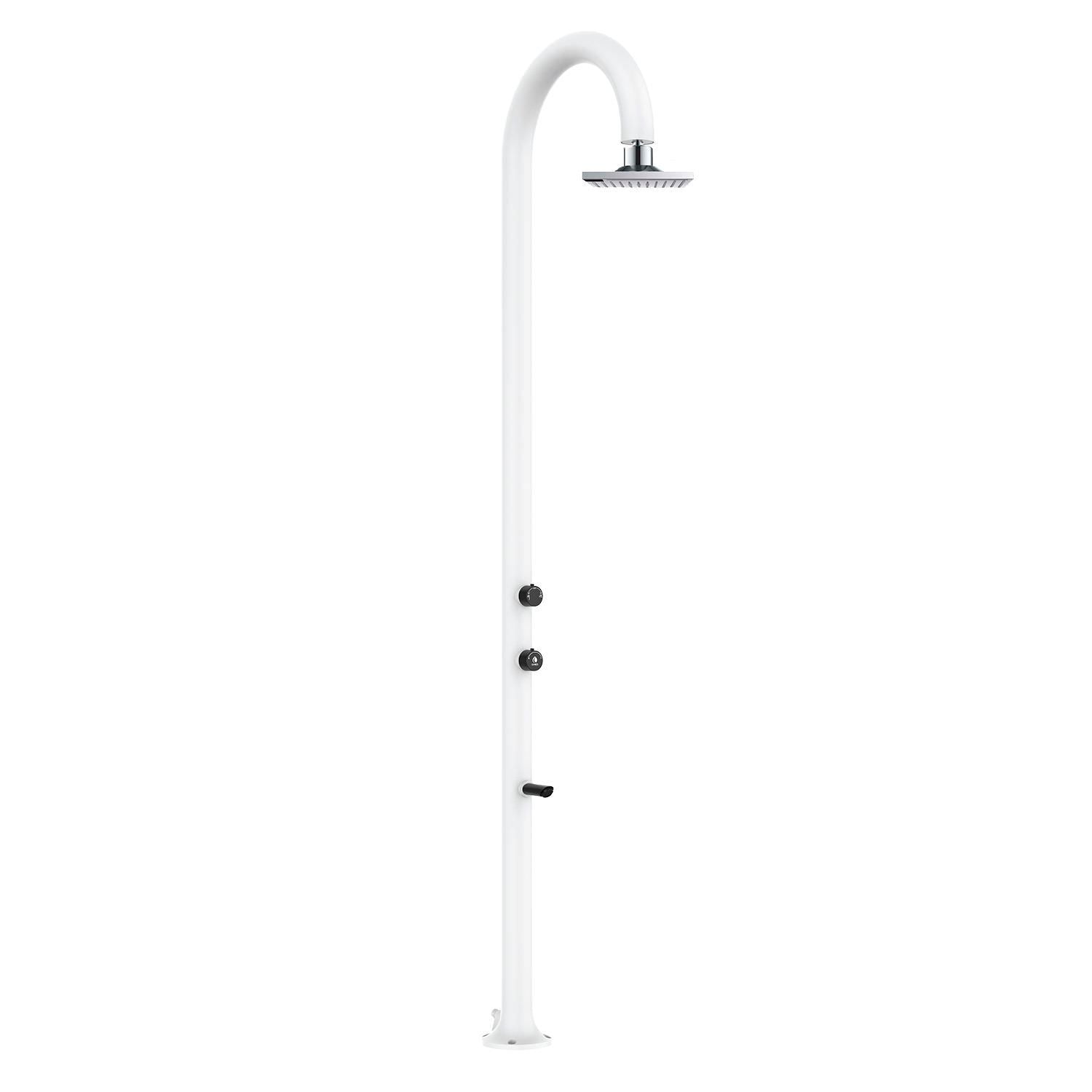 SINED Doccia in Alluminio Bianca con Soffione LCD Doppio Attacco Acqua e Termometro Posizionabile InternoEsterno Altezza 2235 cm Modello LUNAALUBIANCALCD