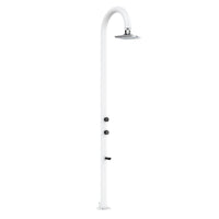 SINED Doccia in Alluminio Bianco con Soffione LED Quadrato e Termometro LCD Doppio Attacco Acqua Posizionabile InternoEsterno Altezza 2235 cm Modello LUNA ALU BIANCA LED