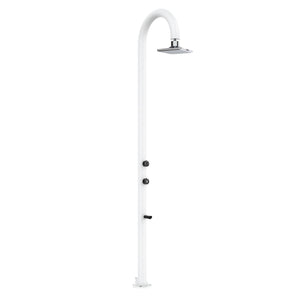 SINED Doccia in Alluminio Bianco con Soffione LED Quadrato e Termometro LCD Doppio Attacco Acqua Posizionabile InternoEsterno Altezza 2235 cm Modello LUNA ALU BIANCA LED