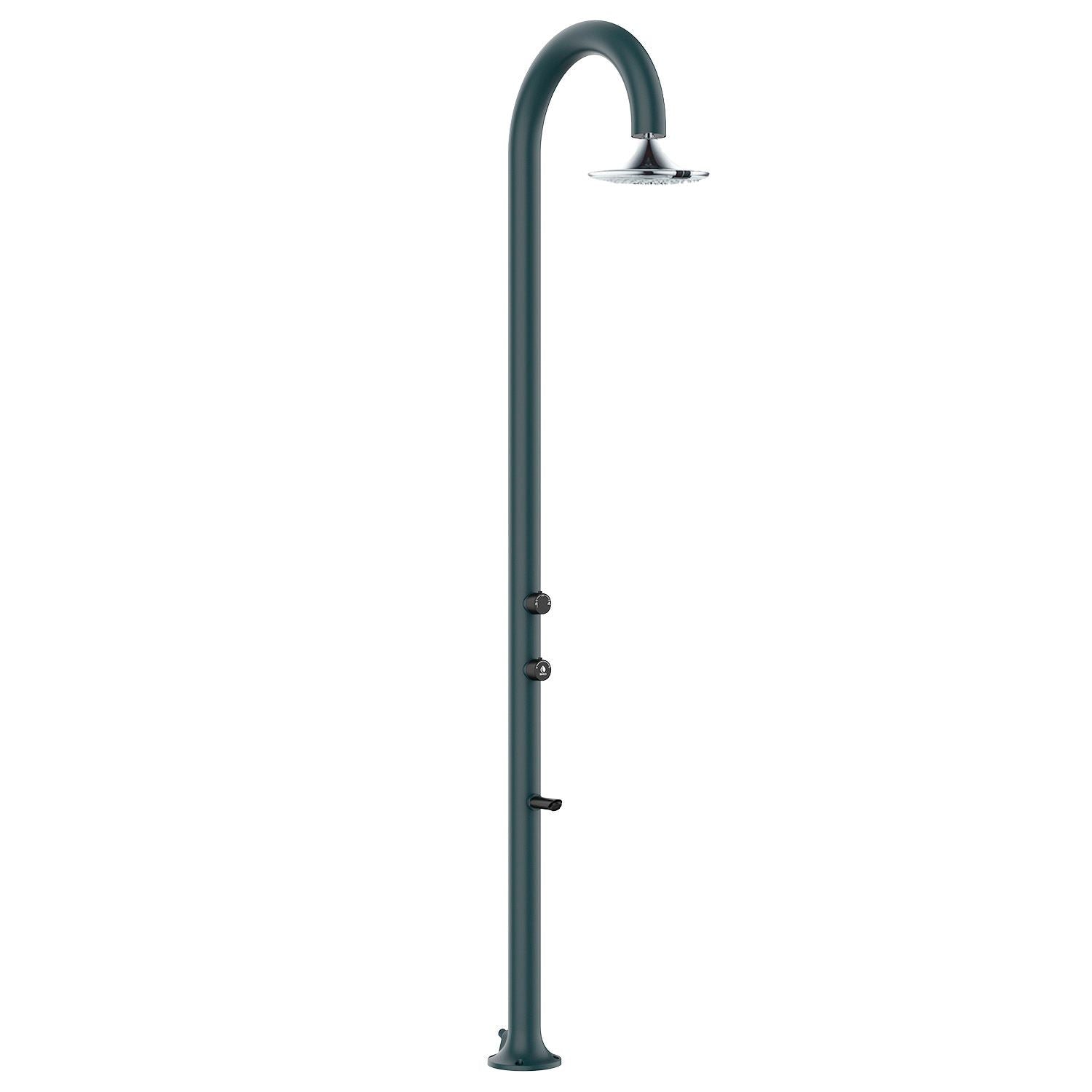 SINED Doccia in Alluminio Grigia con Soffione LED a 3 Getti e Doppio Attacco Posizionabile InternoEsterno Acqua Calda e Fredda LUNA-ALU-GRIGIA-SENSOR