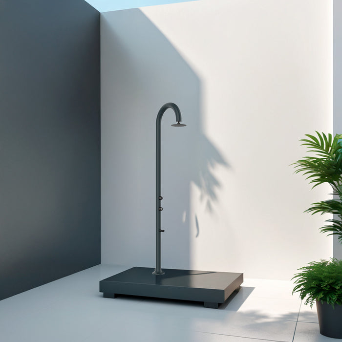 SINED Doccia Esterna in Alluminio Grigia con Miscelatore per Acqua Calda e Fredda Doppio Attacco Installabile Internamente ed Esternamente Modello LUNA ALU GRIGIA