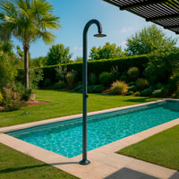 Sined Luna Timer Grigia Doccia In Alluminio Doppio Attacco Acqua Fredda Laterale o Inferiore Doccia Acqua Fredda Su Unico Tubo Interno Temporizzata Con Soffione e Miscelatore Tondo Grigio