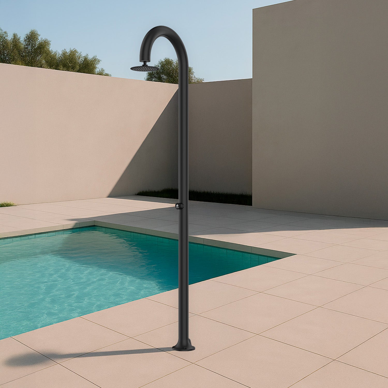 Sined Luna Timer Nera Doccia In Alluminio Doppio Attacco Acqua Fredda Laterale o Inferiore Doccia Acqua Fredda Temporizzata Con Soffione e Miscelatore Tondo Nero Grande Risparmio Acqua