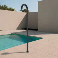 Sined Luna Timer Nera Doccia In Alluminio Doppio Attacco Acqua Fredda Laterale o Inferiore Doccia Acqua Fredda Temporizzata Con Soffione e Miscelatore Tondo Nero Grande Risparmio Acqua