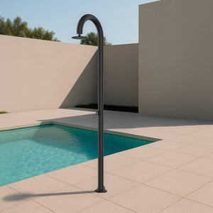 Sined Luna Timer Nera Doccia In Alluminio Doppio Attacco Acqua Fredda Laterale o Inferiore Doccia Acqua Fredda Temporizzata Con Soffione e Miscelatore Tondo Nero Grande Risparmio Acqua