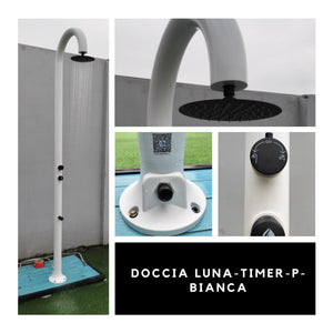 Sined Luna Timer p Bianca Doccia In Alluminio Doppio Attacco Acqua Fredda Laterale o Inferiore Su Un Unico Tubo Interno Doccia Acqua Fredda Temporizzata Con Soffione Lavapiedi e Miscelatore Bianco