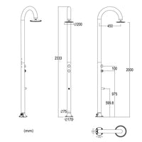 Sined Luna Timer p Bianca Doccia In Alluminio Doppio Attacco Acqua Fredda Laterale o Inferiore Su Un Unico Tubo Interno Doccia Acqua Fredda Temporizzata Con Soffione Lavapiedi e Miscelatore Bianco