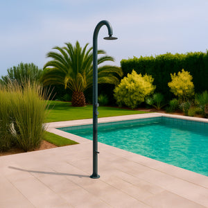 Sined Luna Timer p Grigia Doccia In Alluminio Doppio Attacco Acqua Fredda Laterale o Inferiore Su Un Unico Tubo Interno Doccia Acqua Fredda Temporizzata Con Soffione Lavapiedi e Miscelatore Grigio