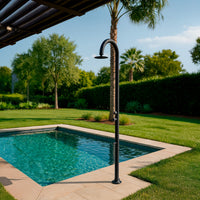 Sined Luna Timer p Nera Doccia In Alluminio Doppio Attacco Acqua Fredda Laterale o Inferiore Su Un Unico Tubo Interno Doccia Acqua Fredda Temporizzata Con Soffione Lavapiedi e Miscelatore Nero