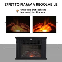 Camino Elettrico da Tavolo con Effetto Fiamma, Caminetto con Potenza Regolabile 600/1200W, Copertura 10-15m², Nero